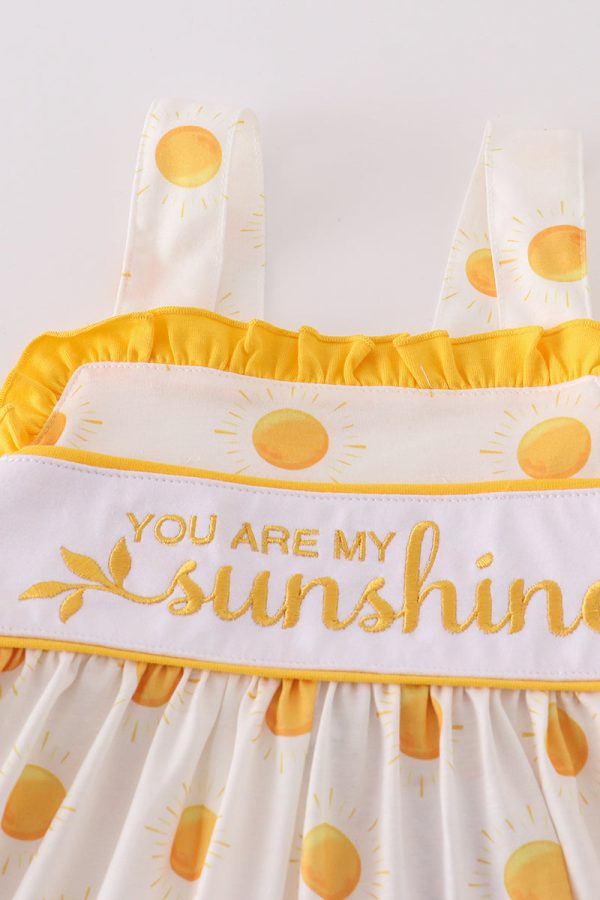 Yellow you are my sunshine embroidery dress Hot on Sale