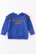 Blue chomp embroidery girl top Discount