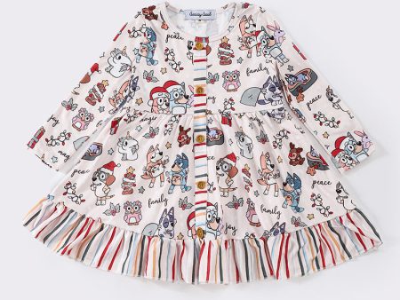 White christmas character print dress Fashion