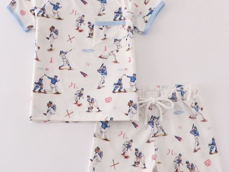 Baseball print boy pajamas set For Sale