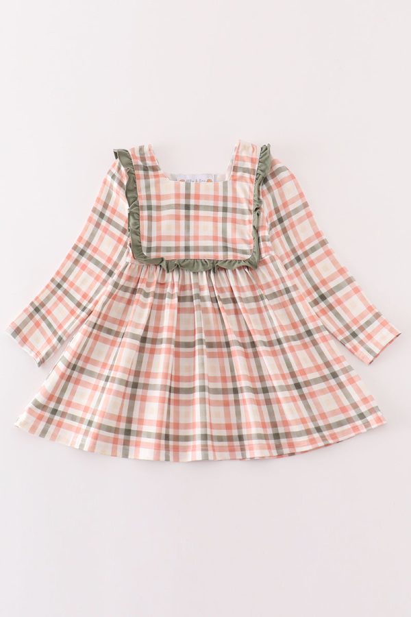 Green watercolor plaid girl top Sale