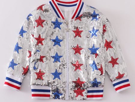 Patriotic star sequins girl coat Fashion