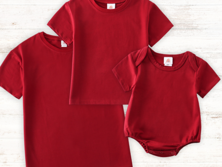 Maroon blank basic t-shirt Adult Kids and baby bubble Online Sale