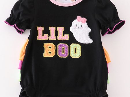 Black halloween LIL BOO chenille patch girl bubble Hot on Sale