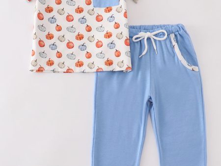 Blue pumpkin boy pants set For Sale