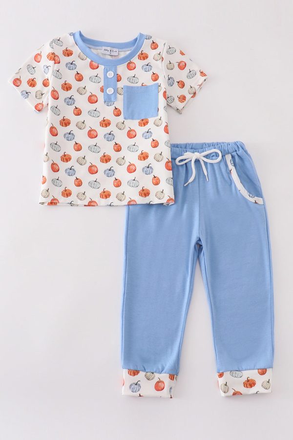 Blue pumpkin boy pants set For Sale