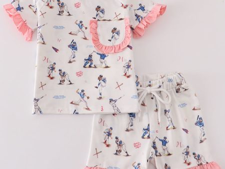 Baseball print girl pajam set Fashion