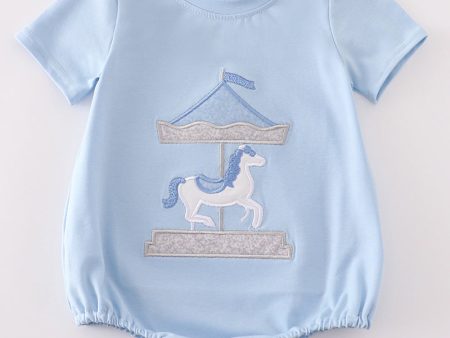 Blue carousel applique boy bubble For Sale