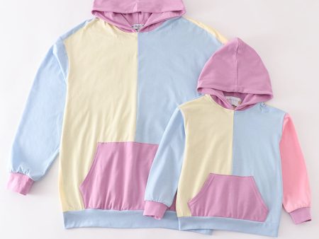 Multicolored blocks mom hoodie mom&me For Discount