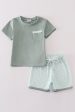 Sage gingham boy shorts set For Cheap