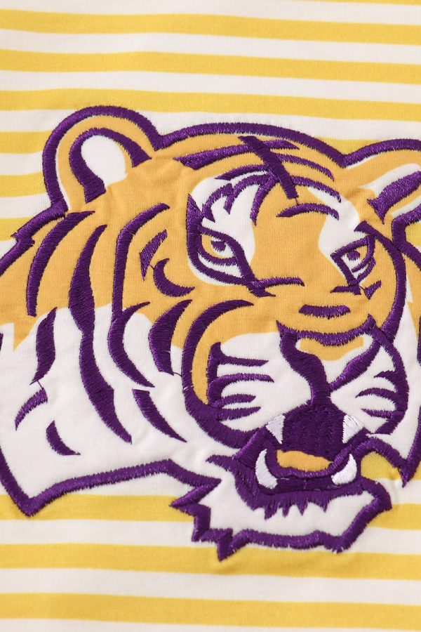 Yellow tiger embroidery LSU boy bubble Fashion