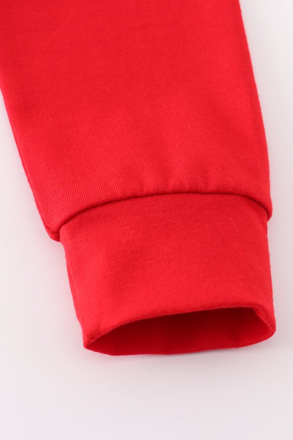 Red character embroidery boy zipper pullover For Cheap