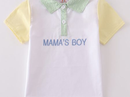 Seersucker mama s boy embroidery boy shirt For Sale