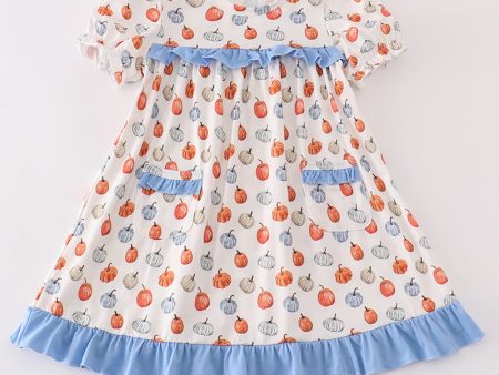 Blue pumpkin ruffle dress Online Hot Sale