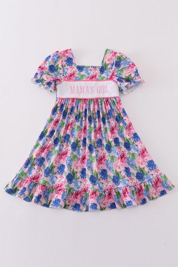 Blooming love MAMA S GIRL embroidery girl dress Fashion