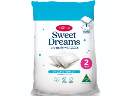 Sweet Dreams Organic Cotton 2 Pack Pillow - Medium Sale