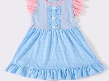 Blue princess ruffle dress For Discount