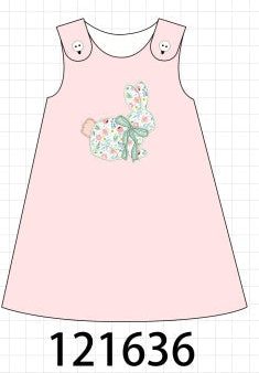 Pink floral bunny applique girl dress Cheap