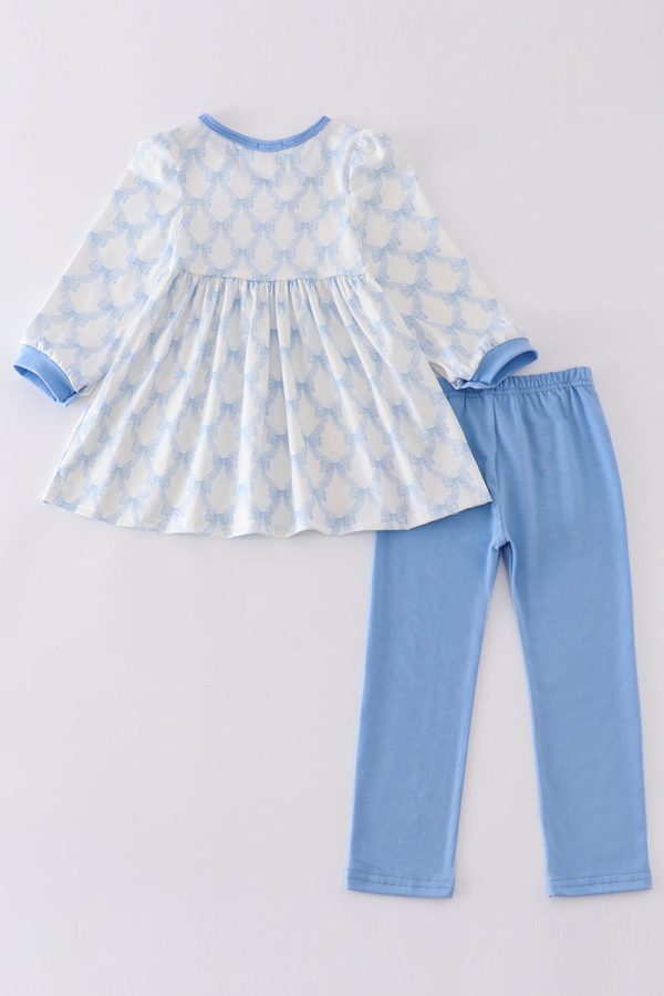 Blue bow girl pants set Hot on Sale