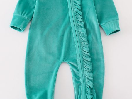 Turquoise velvet girl romper Online