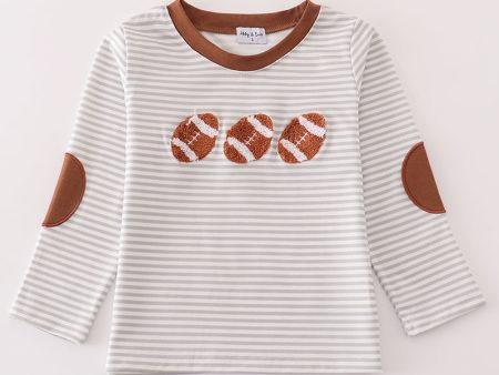 Brown football french knot stripe boy top Fashion