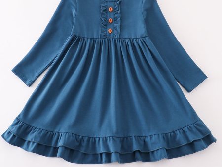 Blue ruffle girl dress Online Hot Sale