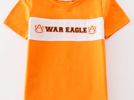 Orange WAR EAGLE embroidery boy top Cheap