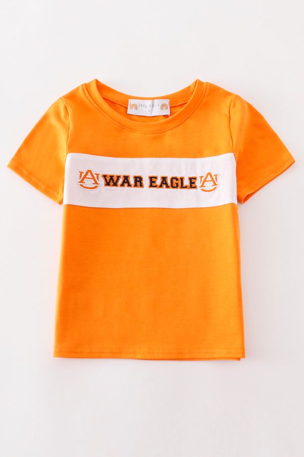 Orange WAR EAGLE embroidery boy top Cheap