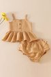 Beige linen ruffle 2pc baby set Supply