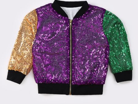 Purple sequin mardi gras girl jacket Online Sale