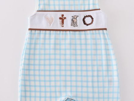 Blue easter cross sheep embroidery boy jonjon Online Hot Sale