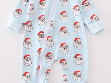 Blue christmas santa claus zipper  unisex romper Supply