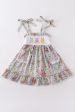 Easter floral print bunny embroidery girl dress Hot on Sale