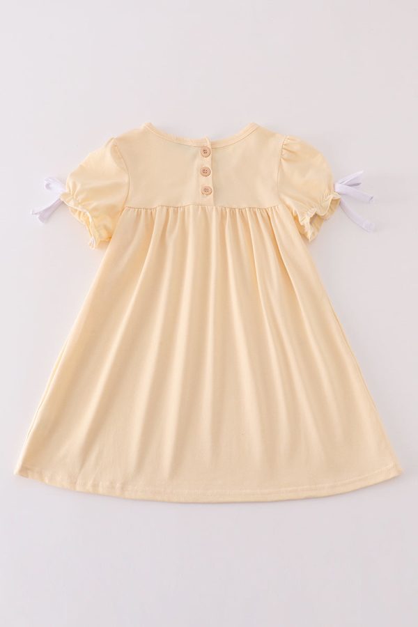 Beige easter cross french knot girl dress Sale