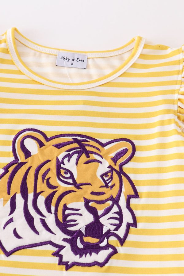 Yellow tiger applique LSU girl set Online