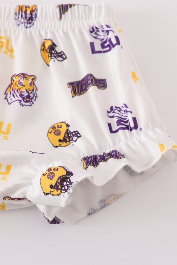 Yellow tiger embroidery LSU girl bloomer set Cheap