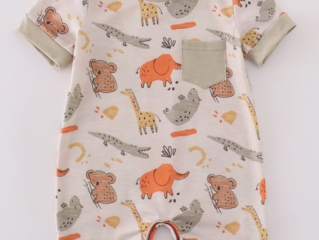 Animal print boy romper Discount