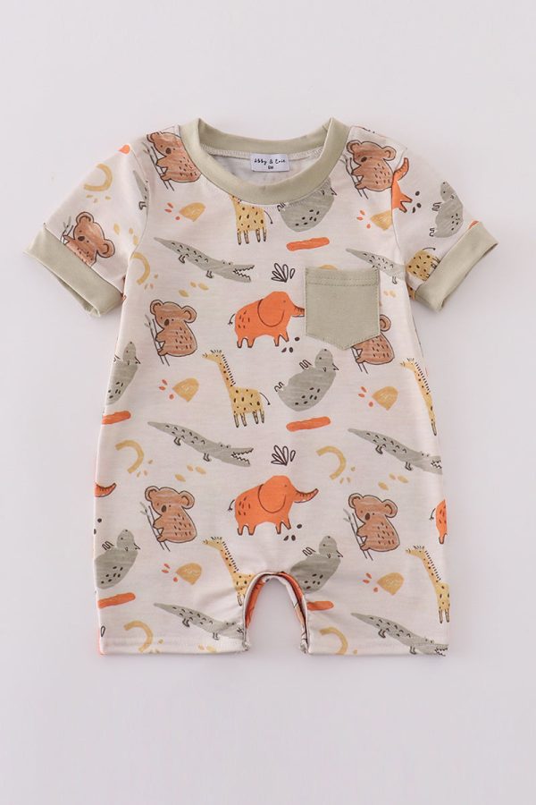 Animal print boy romper Discount