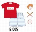 Red baseball embroidery boy set Sale