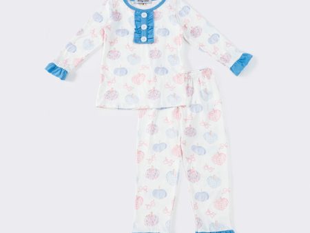 Blue pumpkin print girls pajamas set Online