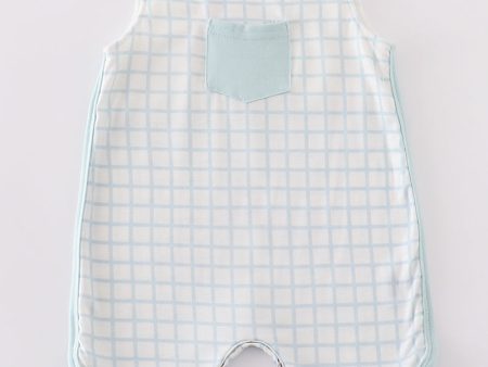 Blue checkered boy romper For Discount