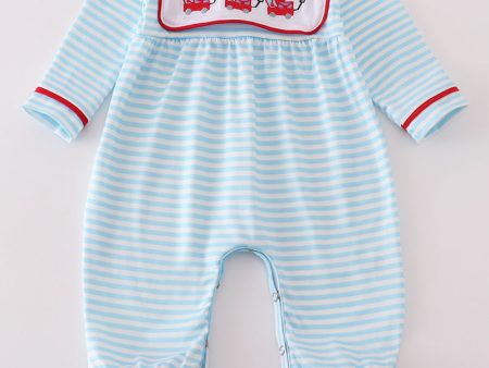 Valentine s day heart envelope embroidery stripe boy romper Discount