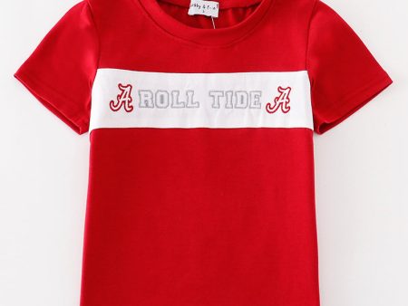 Maroon ROLL TIDE embriodery stripe boy top Online Sale