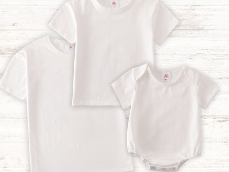 Cream blank basic t-shirt Adult Kids and baby bubble on Sale