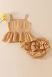 Beige linen ruffle 2pc baby set Supply