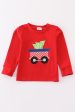 Red trolley christmas tree applique boy top Online now