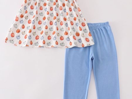 Blue pumpkin girl ruffle pants set Sale