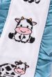 Blue gingham cow embroidery girl pajamas set Online Hot Sale