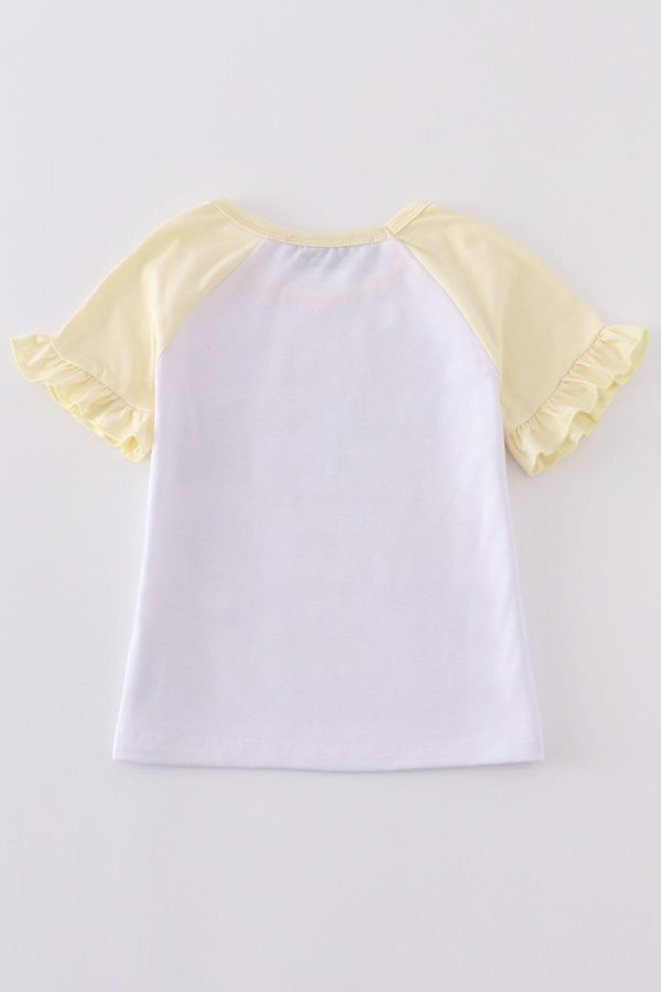 Yellow princess bow print girl top For Discount