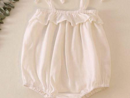 White strap ruffle linen girl bubble Supply